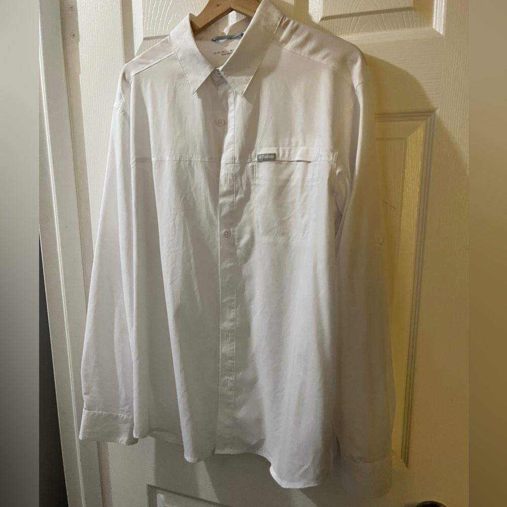 Columbia mens M Omni-shade sun protection long sleeve shirt NWOT white